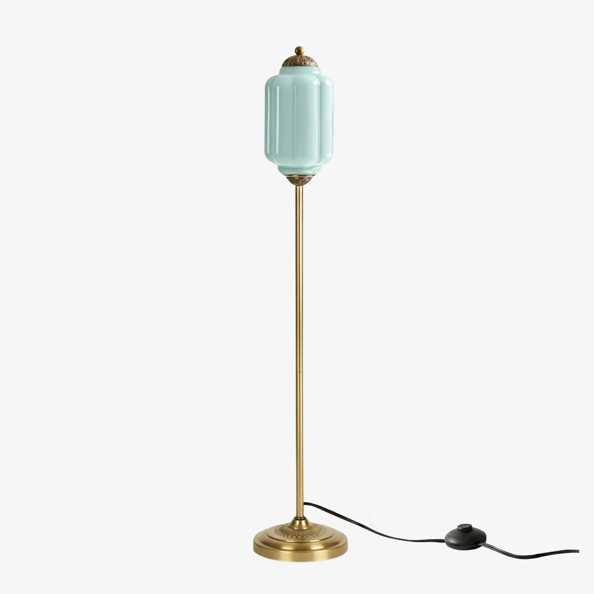 Eloise Vloerlamp van getextureerd glas in pompoenvorm - Organisch artistiek ontwerp en retrostijl voor de woonkamer HL2510