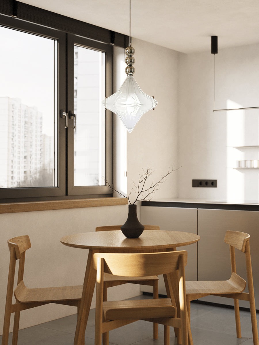 Art Deco Astris Elara Star hanglamp - hanglamp van matglas met geometrische stijl HL1792