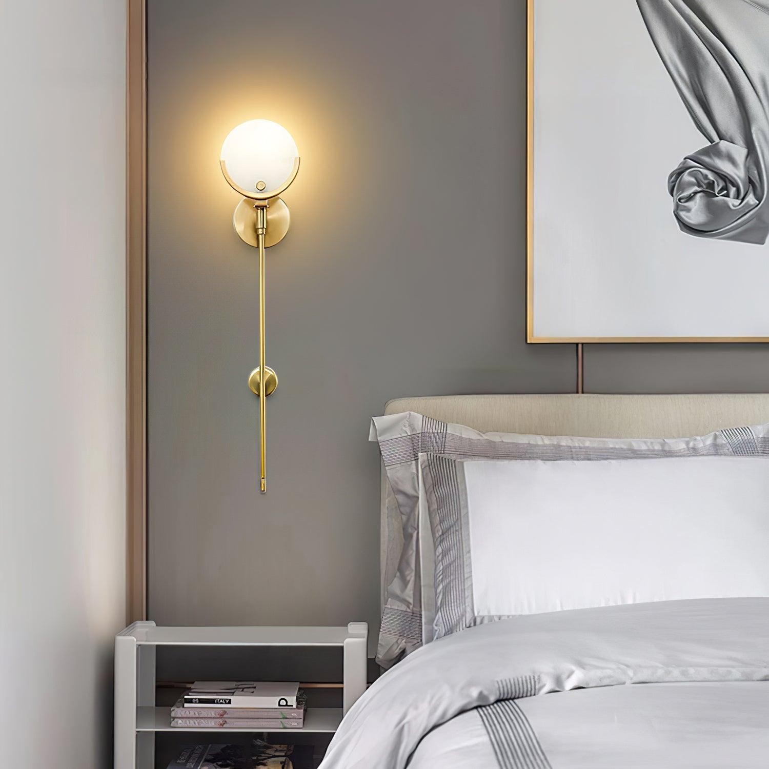 Metalen messing bolvormige slaapkamer wandlamp HL363