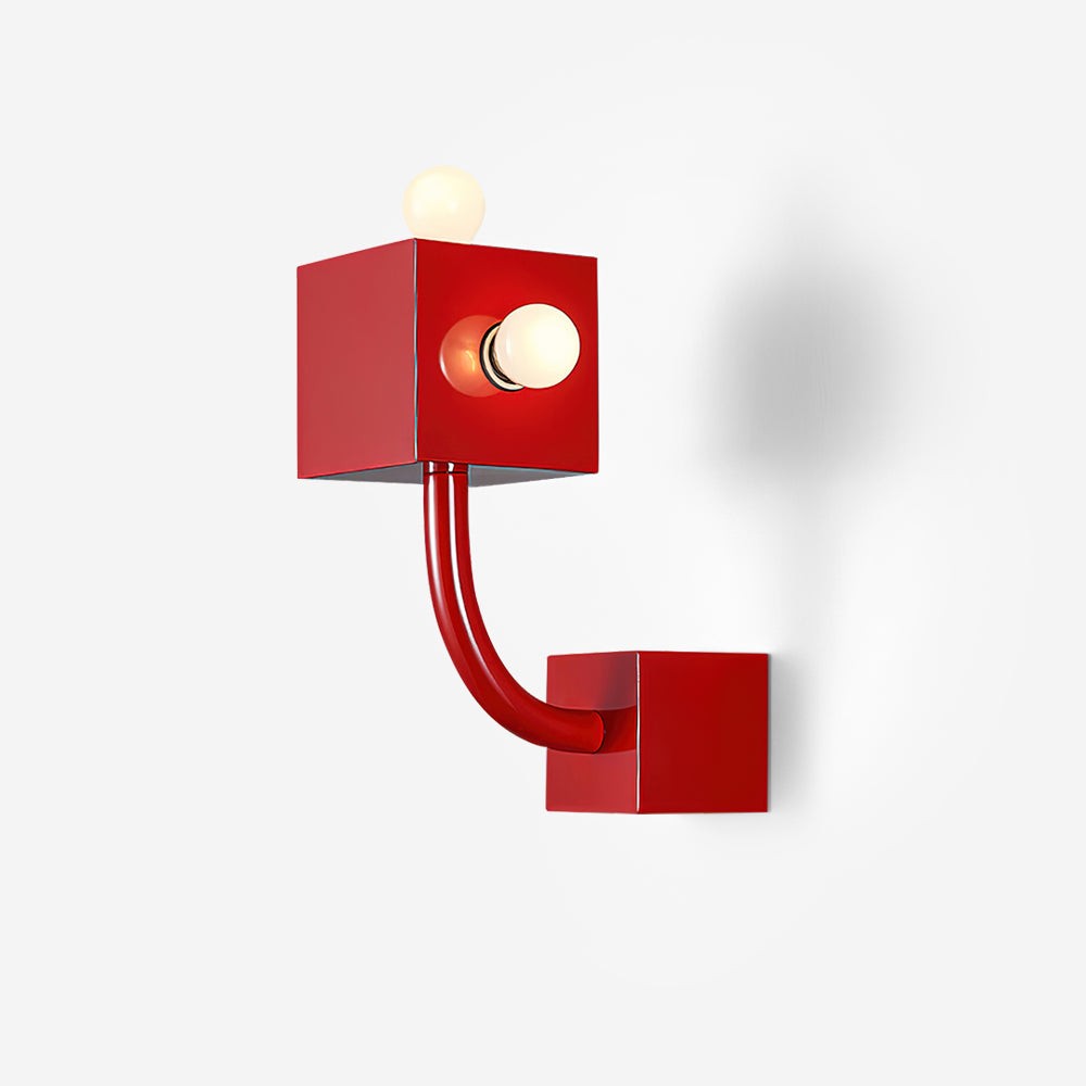 Rode kubus metalen wandlamp HL792