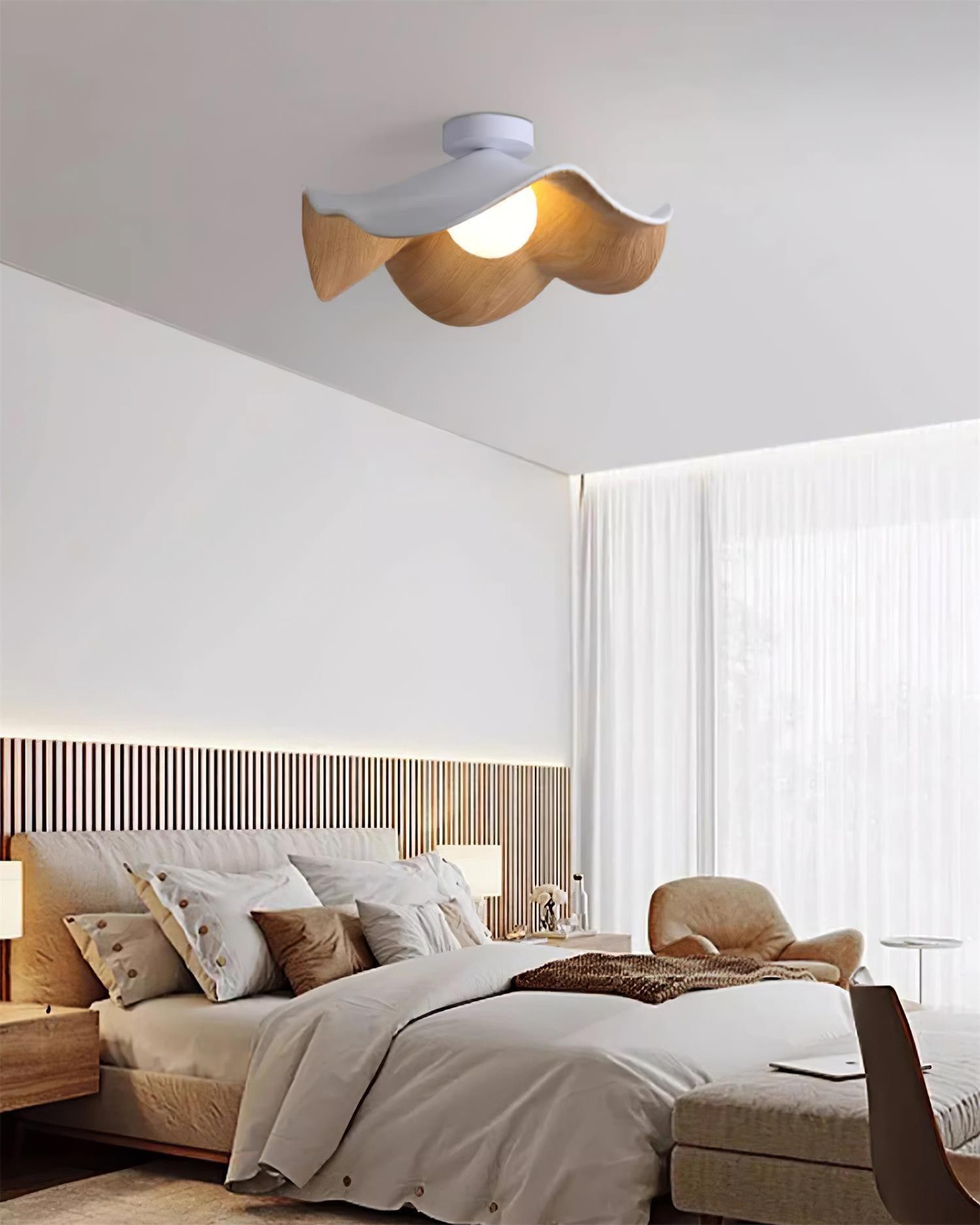 Nieuwe moderne eenvoudige plafondlamp met walnootnerf HL510