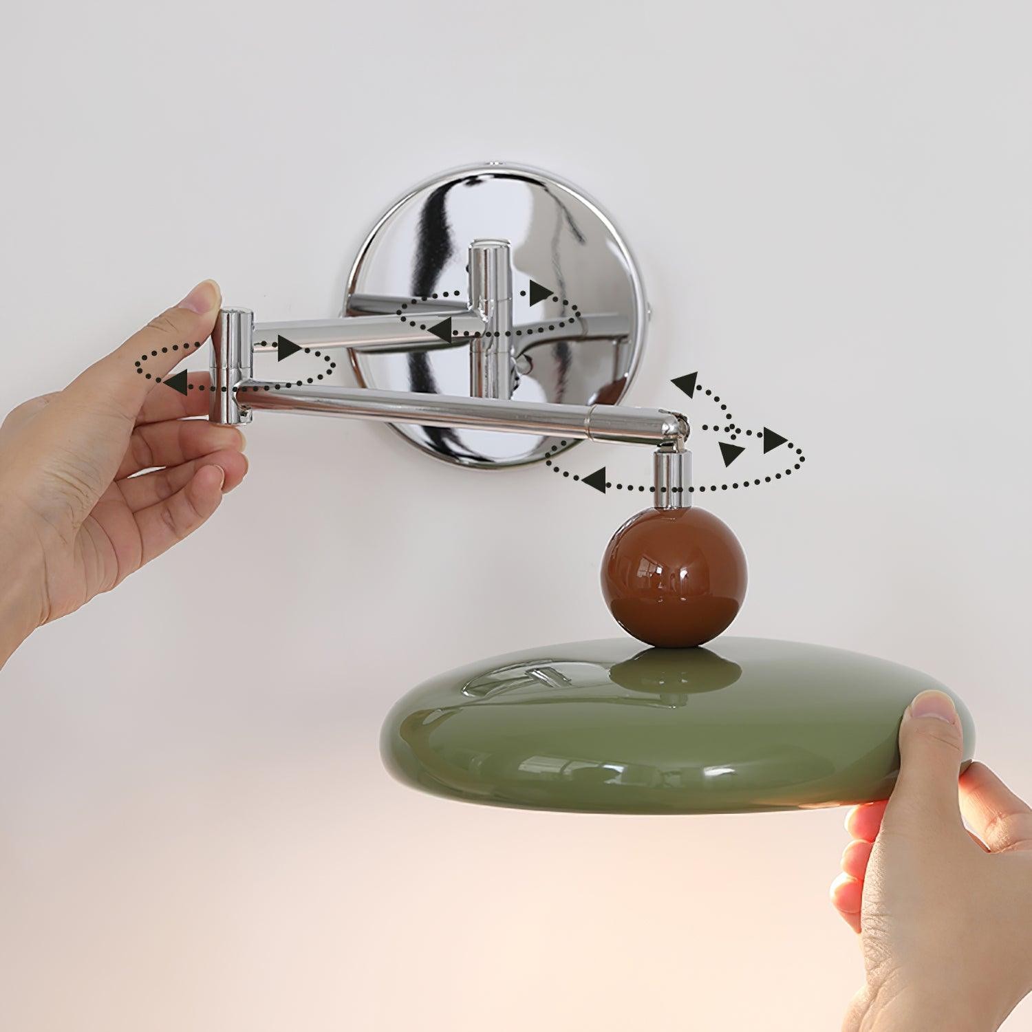Crèmekleurige verstelbare zwenkarm schijf leeswandlamp HL606