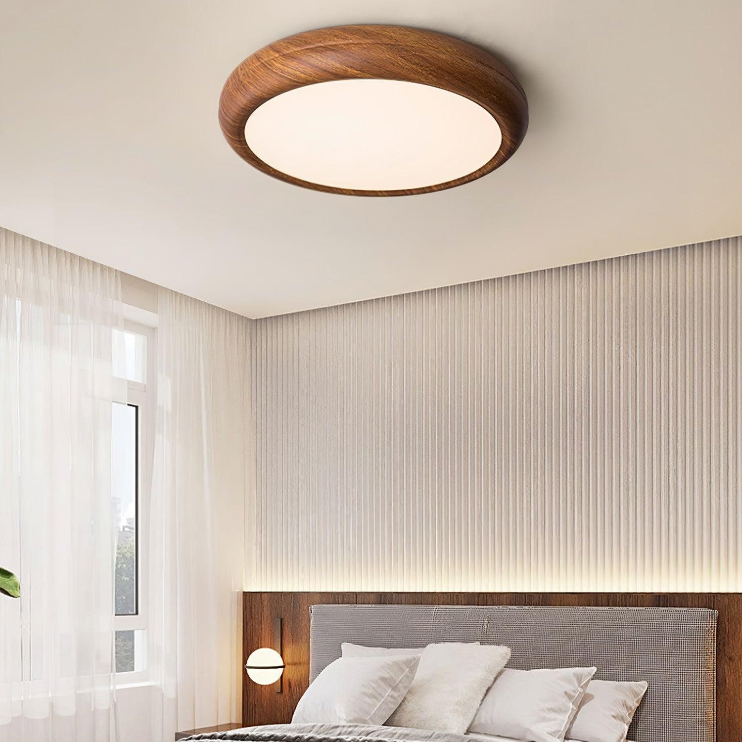 Ronde plafondlamp met houtnerf HL825