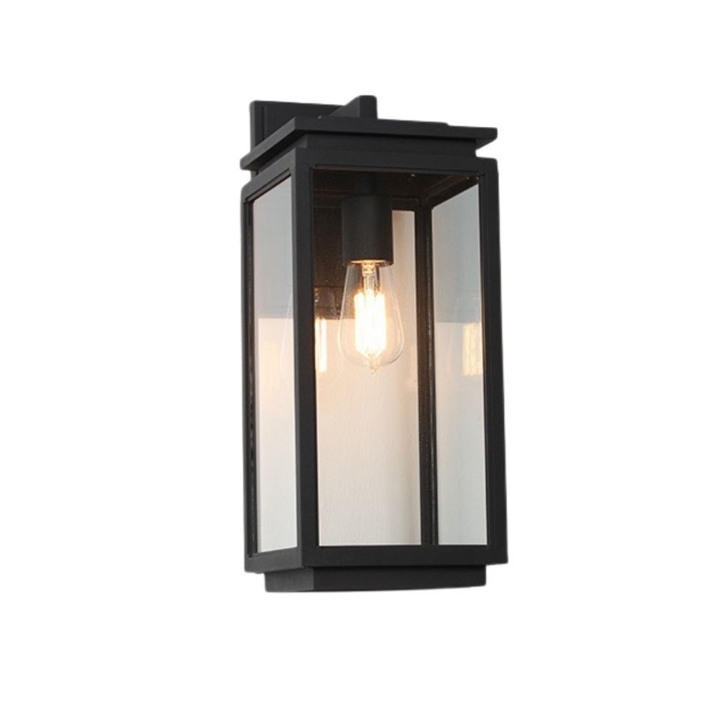 Waterdichte Zwarte Rechthoekige Glazen Buiten Wandlamp HL1005