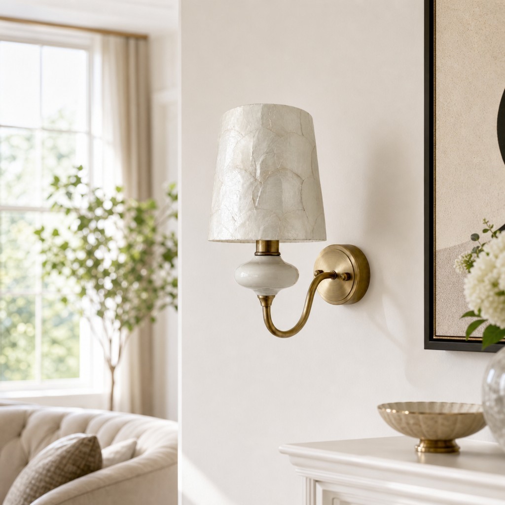 Shellure Keramische Schelp Wandlamp - Elegante Franse Stijl Slaapkamer Accentlamp HL3552