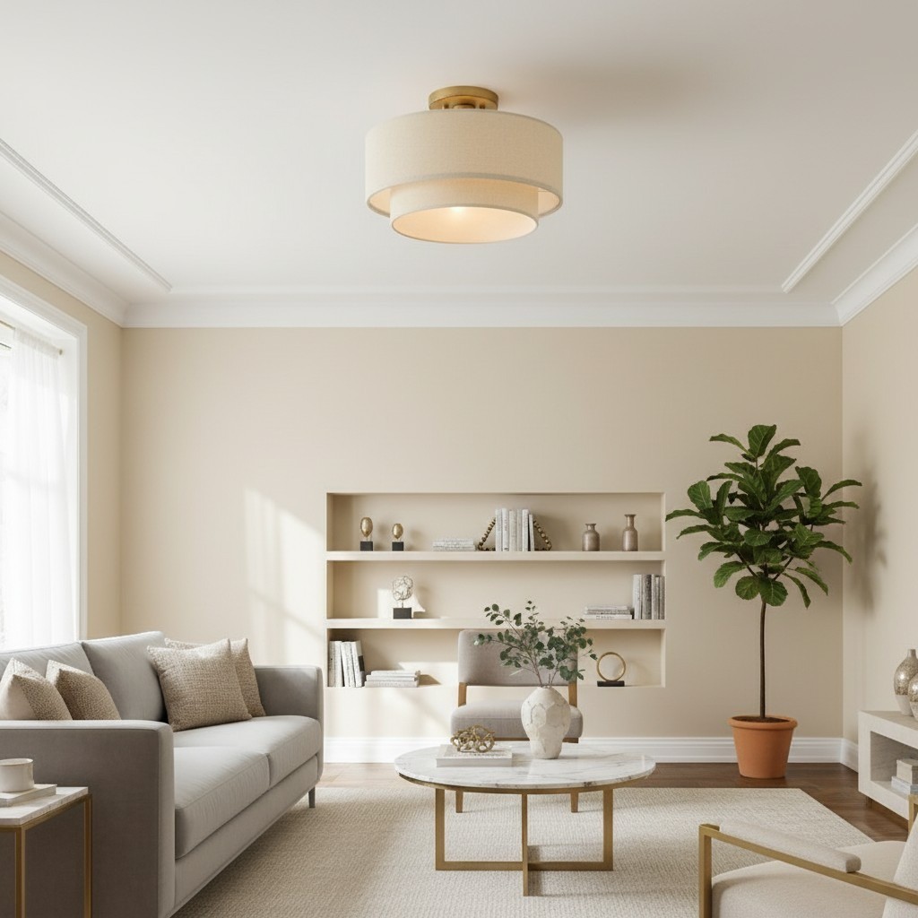 Lumeris elegante plafondlamp met linnenmix design en moderne stijl voor de woonkamer HL2548