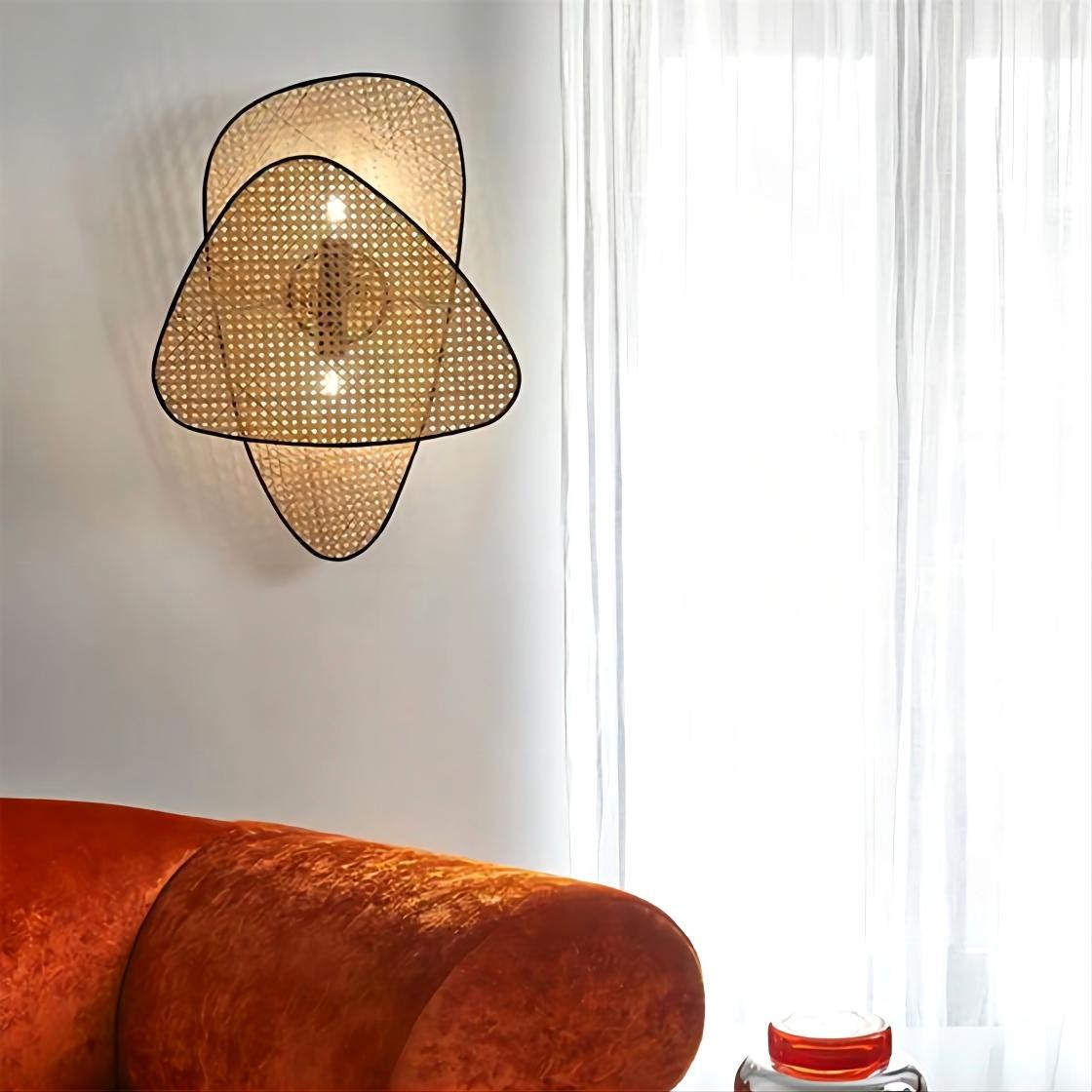 Rustieke Scherm Rotan Wandlamp HL259
