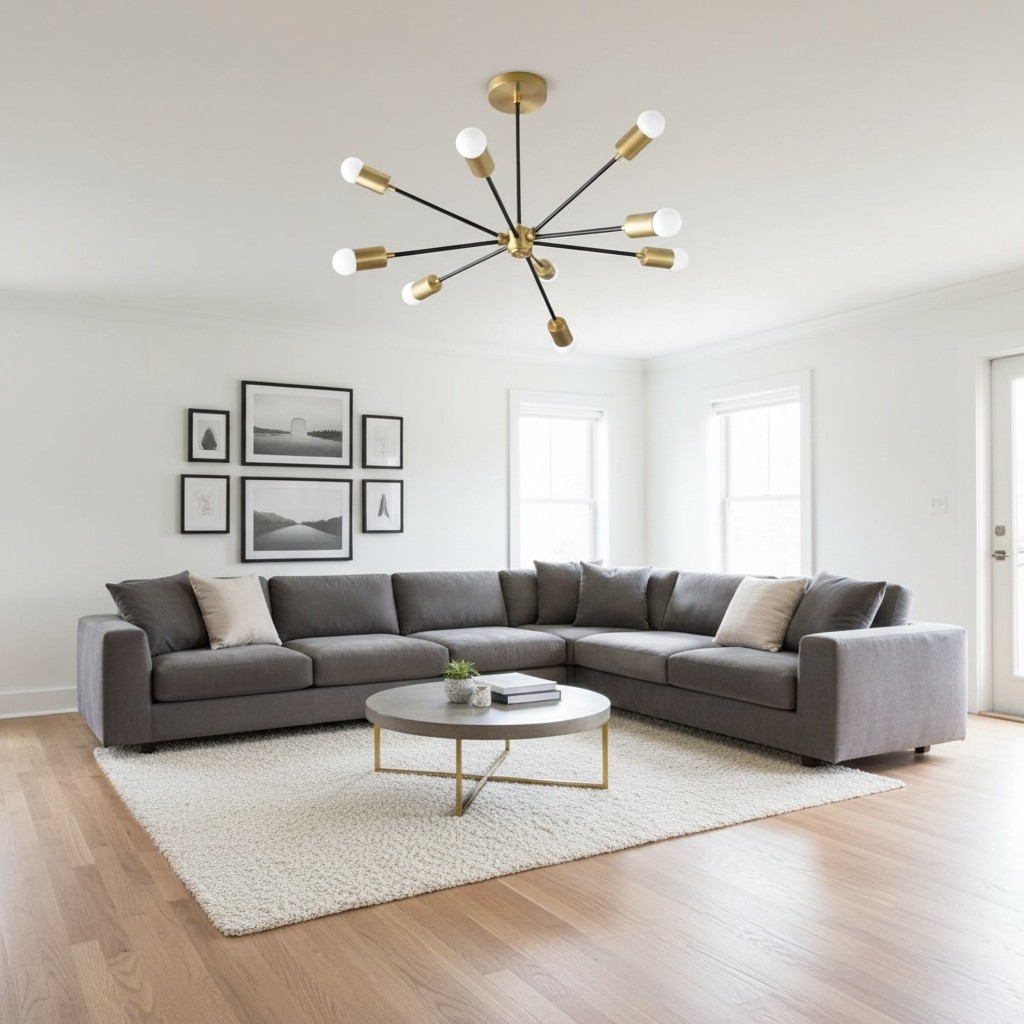 Mobilux Line Mid Century Sputnik Kroonluchter - Moderne Plafondlamp van Messing HL1679
