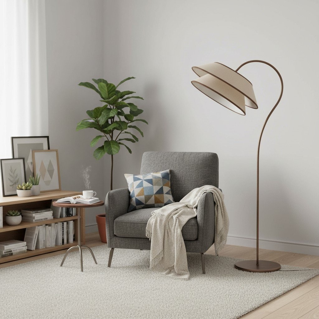 Tarivon Stapelbare Vloerlamp - Moderne Antieke Linnen Kap voor Slaapkamer & Woonkamer HL1886