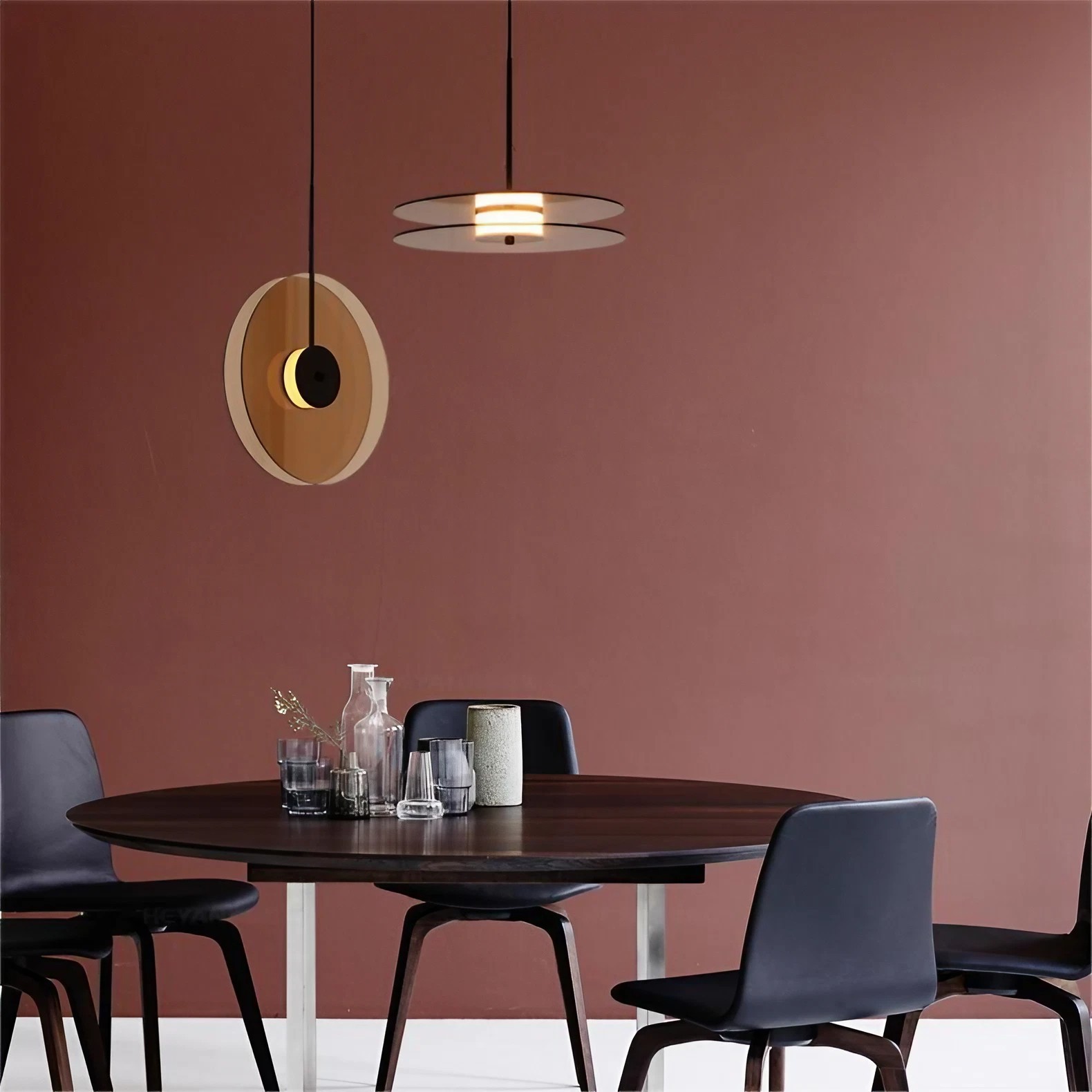 Bar art hanglamp met noorse glazen schijf HL17