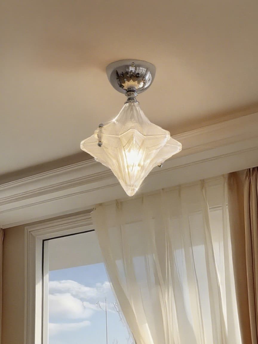 Art Deco Star Plafondlamp - Gematteerd glazen armatuur voor hal en entree - Astris Ceres HL1793