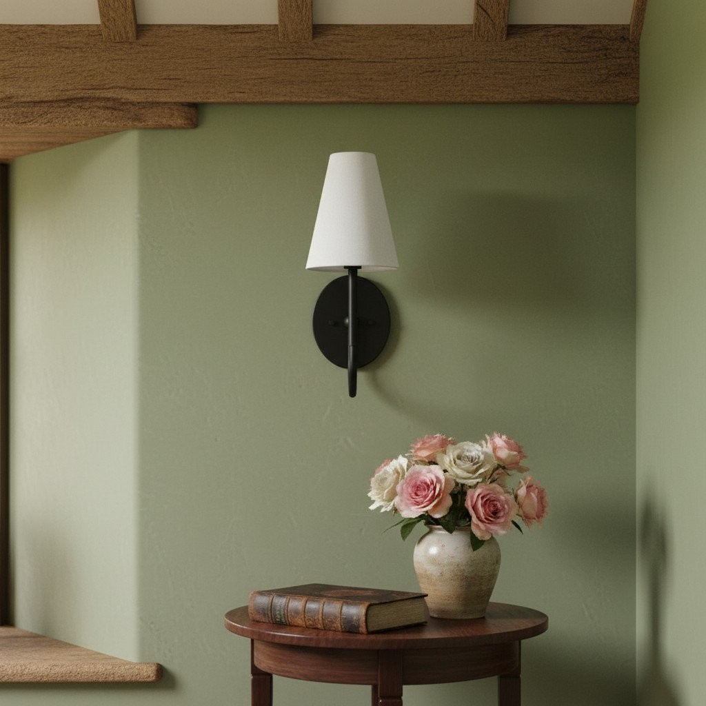 Curva Metal Collection Traditionele Wandlamp - Messing Afwerking met Kap HL1761