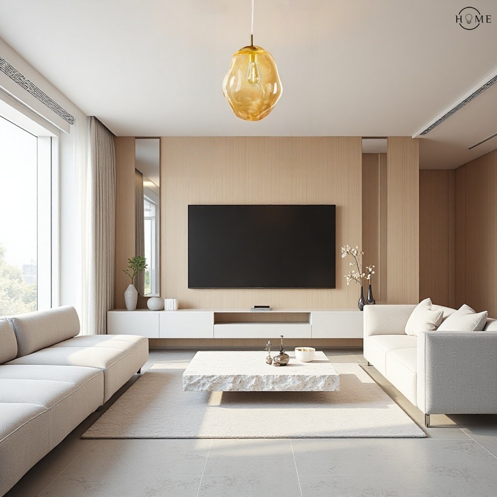 Amberkleurige Glazen Hanglamp - Modern Bolvormig Ontwerp HL1041