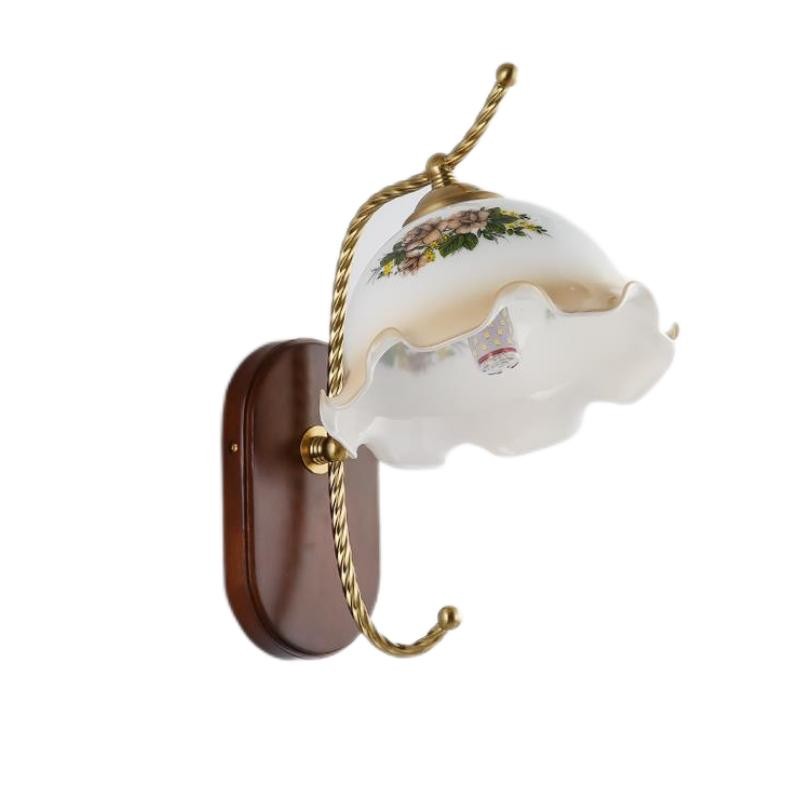 Mid Century Vintage Bloem Glazen Wandlamp HL24