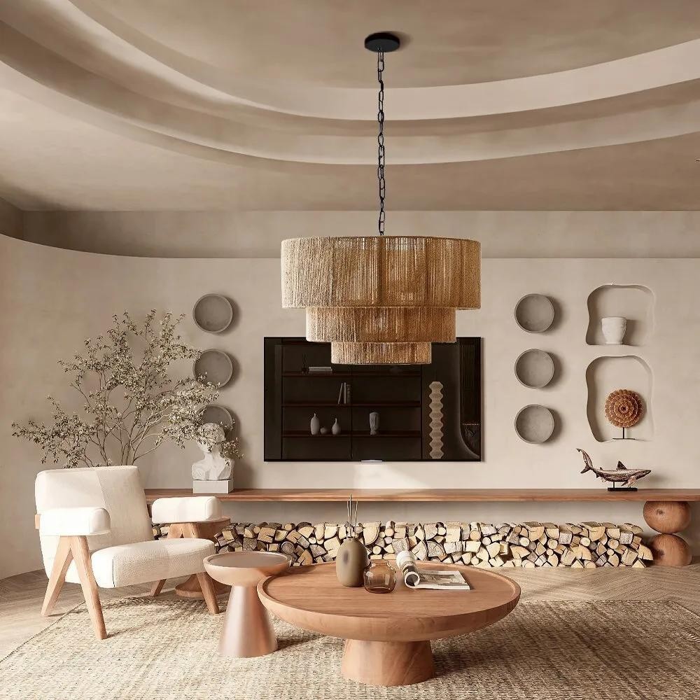 De elegante geweven waterval hanglamp van rotan HL3381