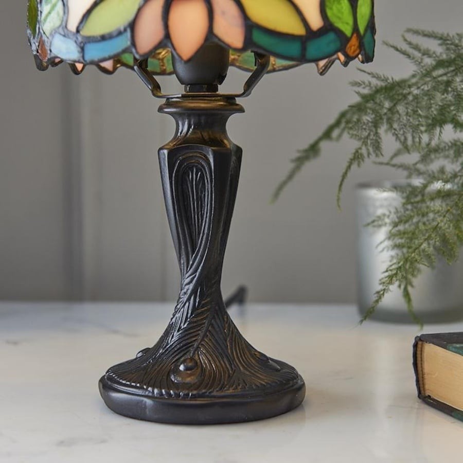 Calyra Vintage Tafellamp met Bloemenmotief en Glas-in-lood - Art Deco Tiffany Stijl Accentlamp voor Naast het bed en in de