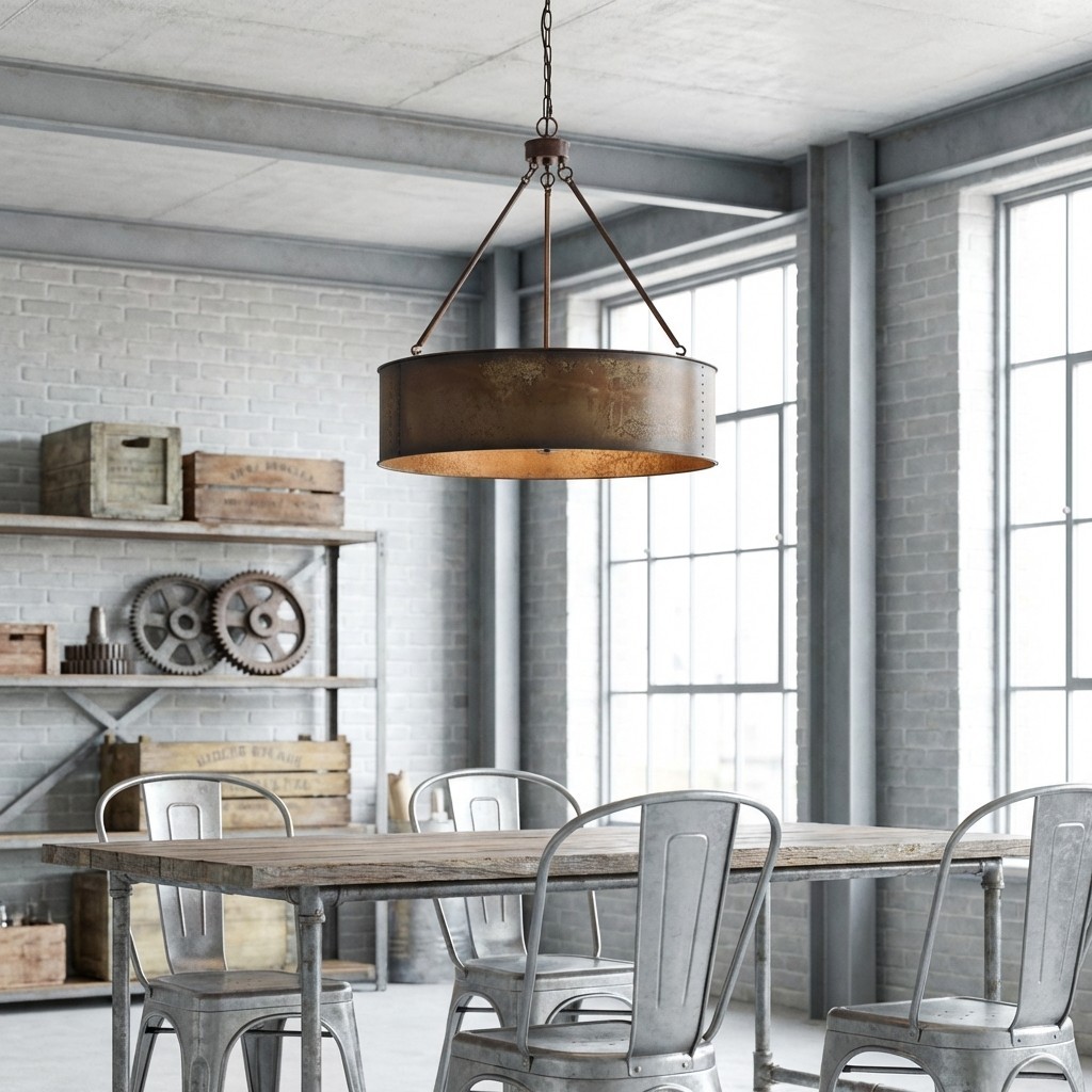 Velara Industriële Hanglamp met Trommelkap – Industriële Hanglamp voor Keuken en Eetkamer HL2438