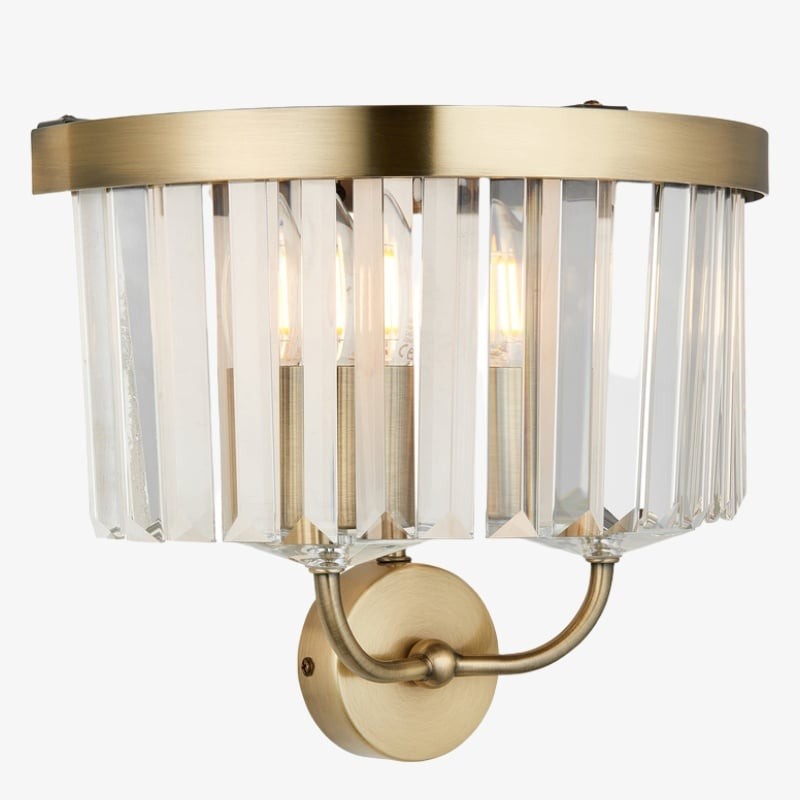 Beveline wandlamp met facetgeslepen helder glas - Klassieke metalen wandlamp voor hal en woonkamer HL2080