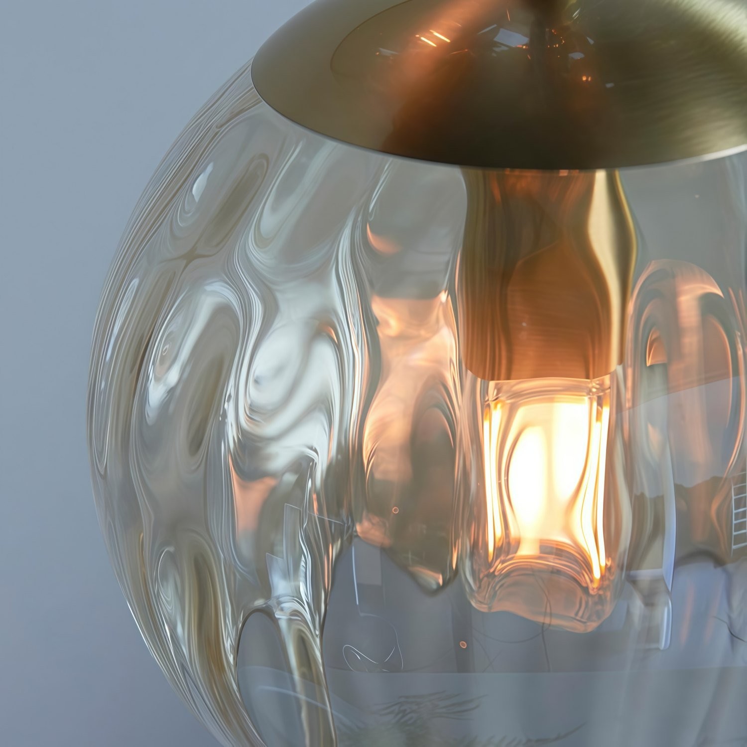 Tracian Dimpled Globes 3-lichts hanglamp - Sculpturale amberkleurige verlichting, ideaal voor woonkamer of hal HL2255