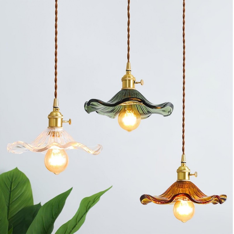 Vintage Hibiscus Bloem Glazen Hanglamp HL278