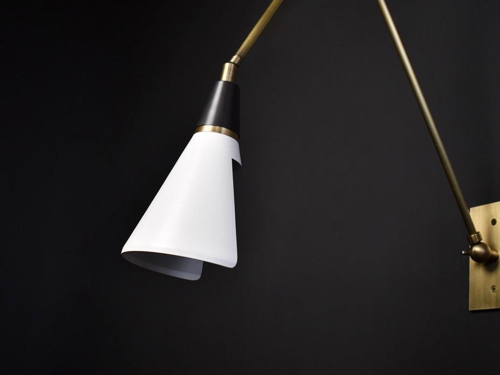 Vintage metalen verstelbare wandlamp met zwenkarm HL966