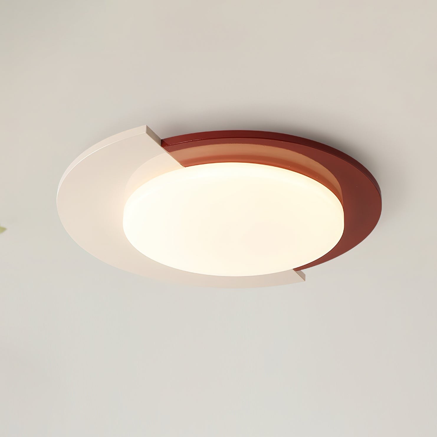 Rood-witte ronde plafondlamp HL755