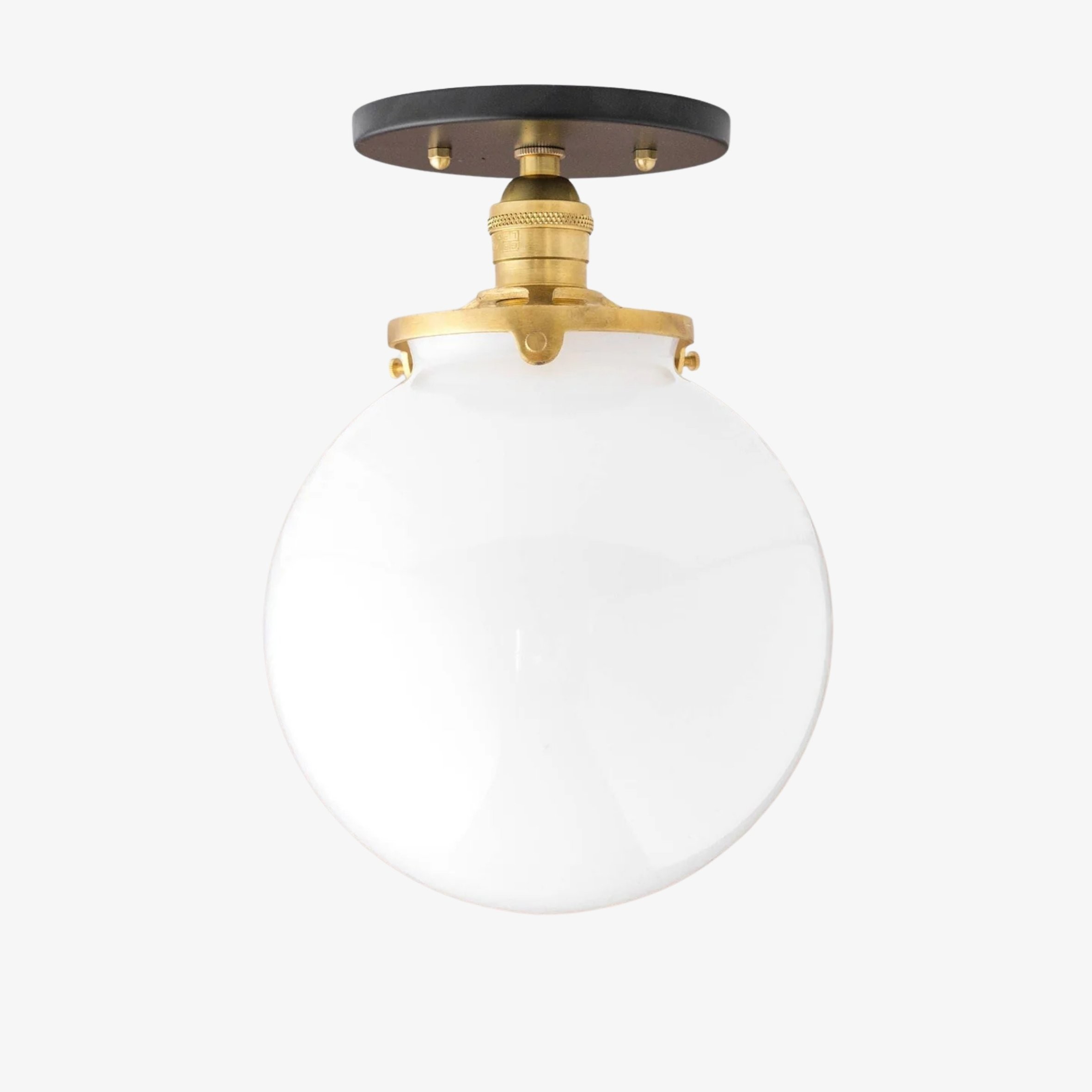 Glorica Glazen Mid Century Semi-Flush Plafondlamp - Witte Opaal Glazen Bol Armatuur HL1730