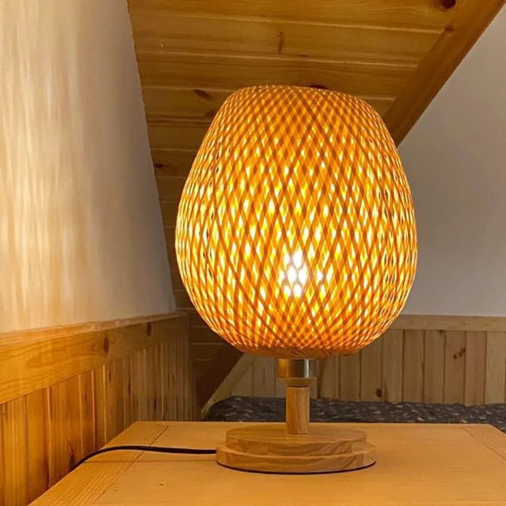 Handgemaakte, duurzame bamboe tafellamp HL3400