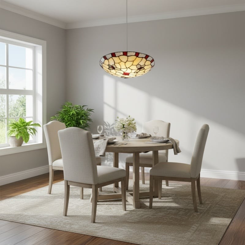 TF Butterfly hanglamp - Decoratieve hanglamp met glas-in-lood voor slaapkamer of hal HL2027