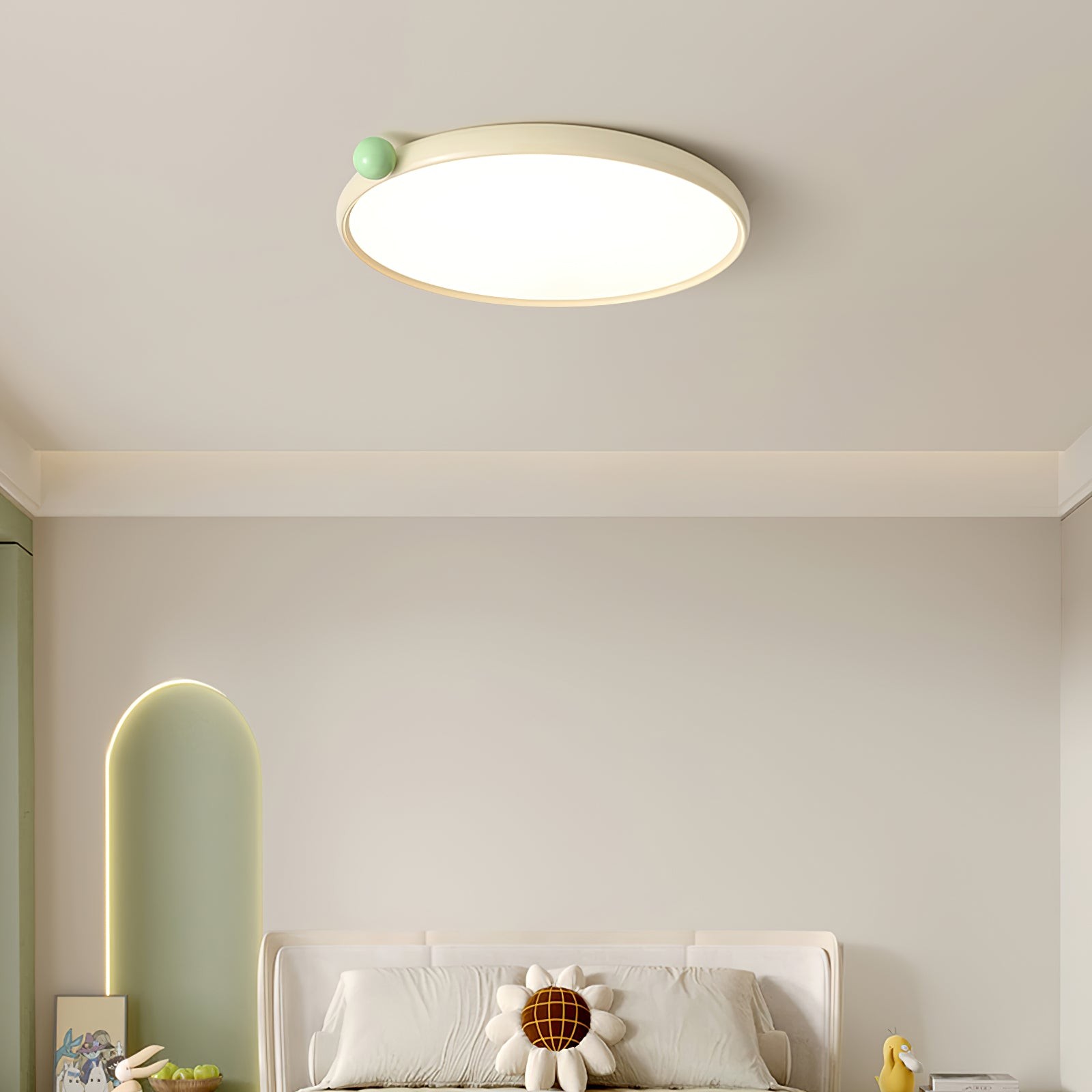 Minimalistische schijfvormige crèmekleurige ultradunne plafondlamp HL608