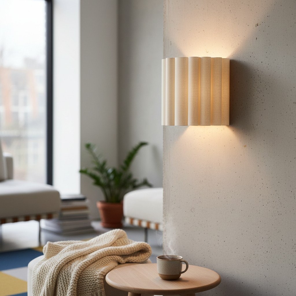 Velura linnen wandlamp met plooien - Zachte, geplooide stof voor sfeerverlichting in slaapkamer of hal HL1992
