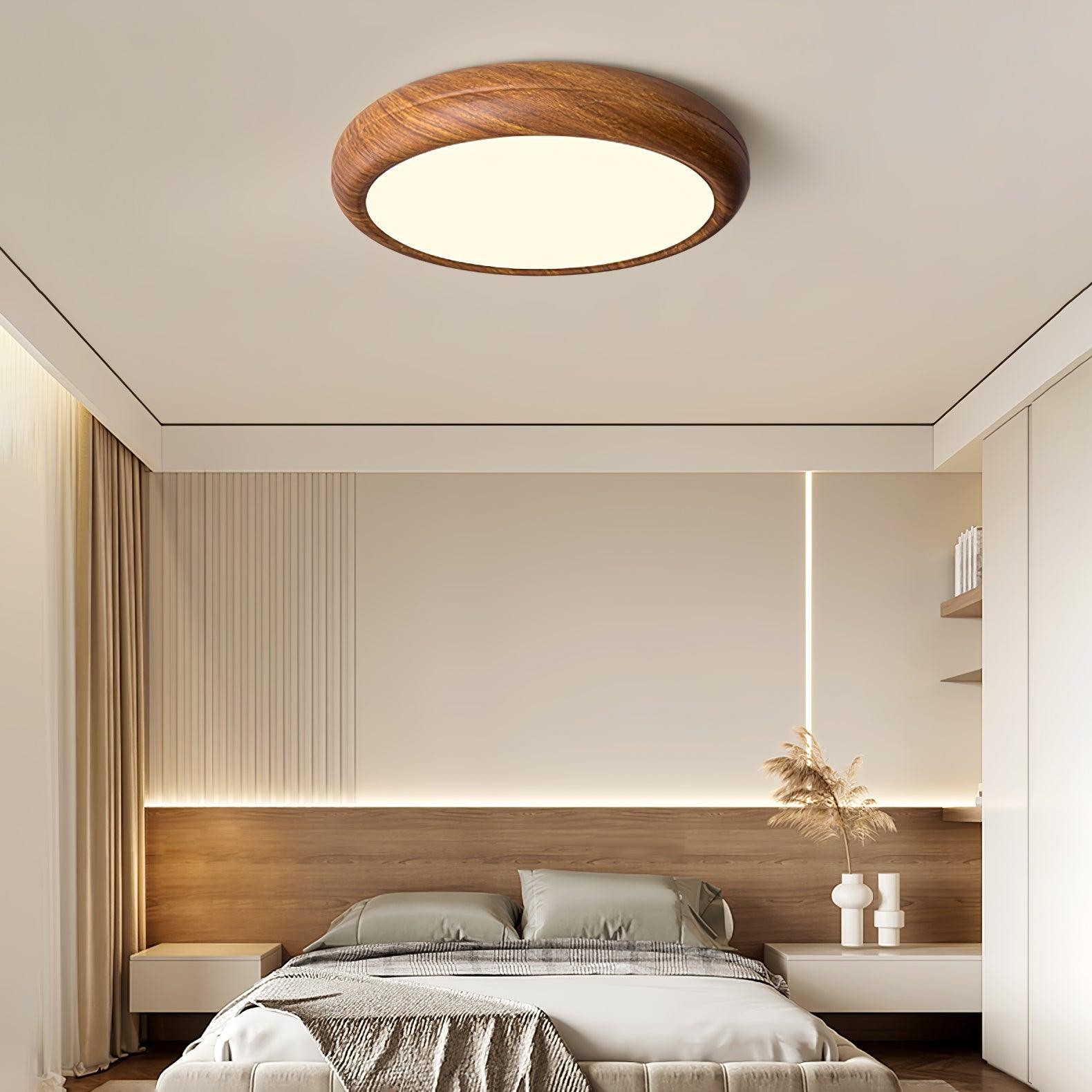 Ronde plafondlamp met houtnerf HL825