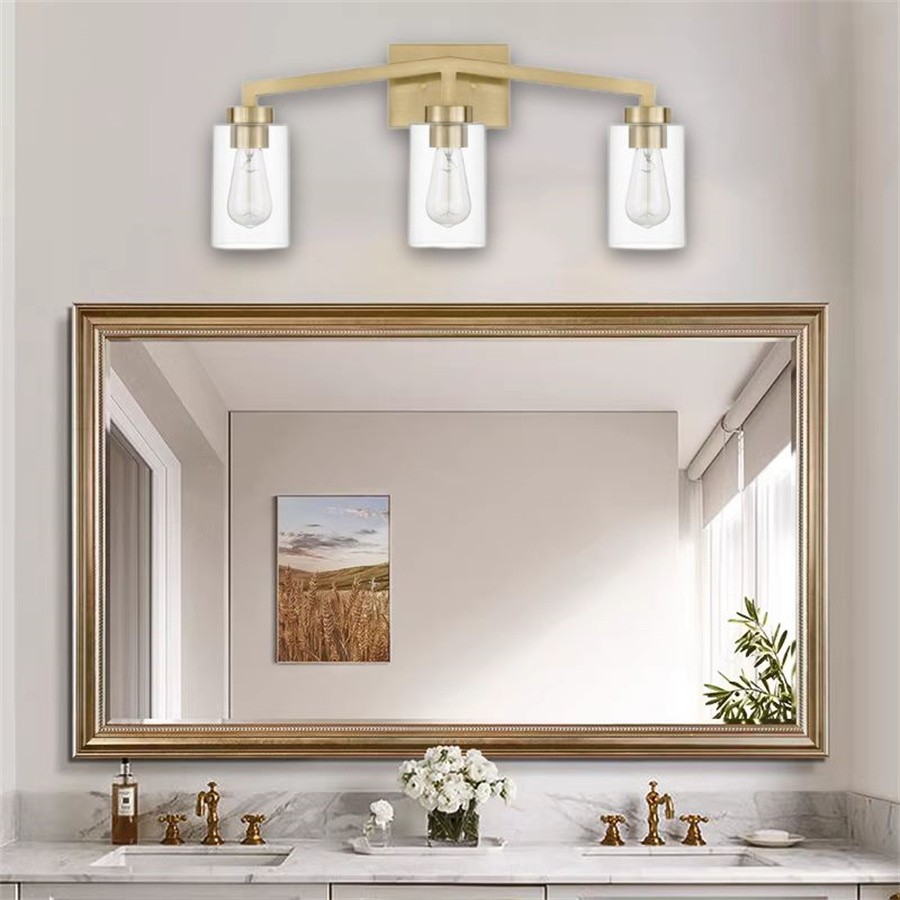 Industriële messing cilindrische glazen wandlamp HL237