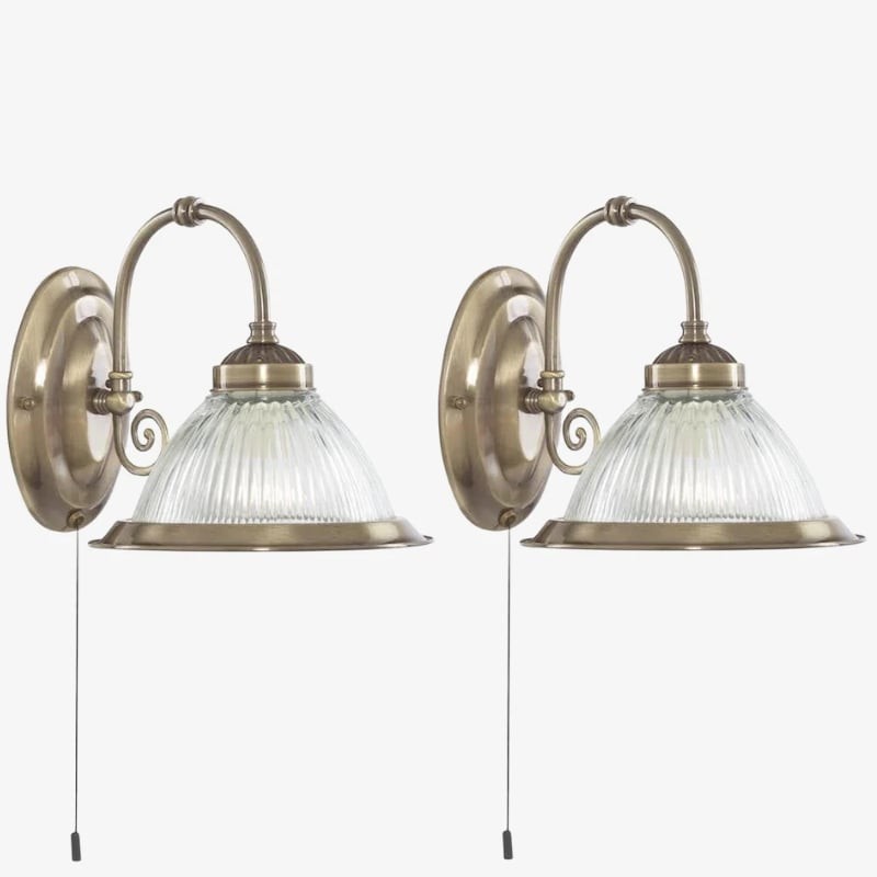 TF Vintora wandlamp met ribbels van glas - industriële klokvorm voor eetkamer en hal HL2202