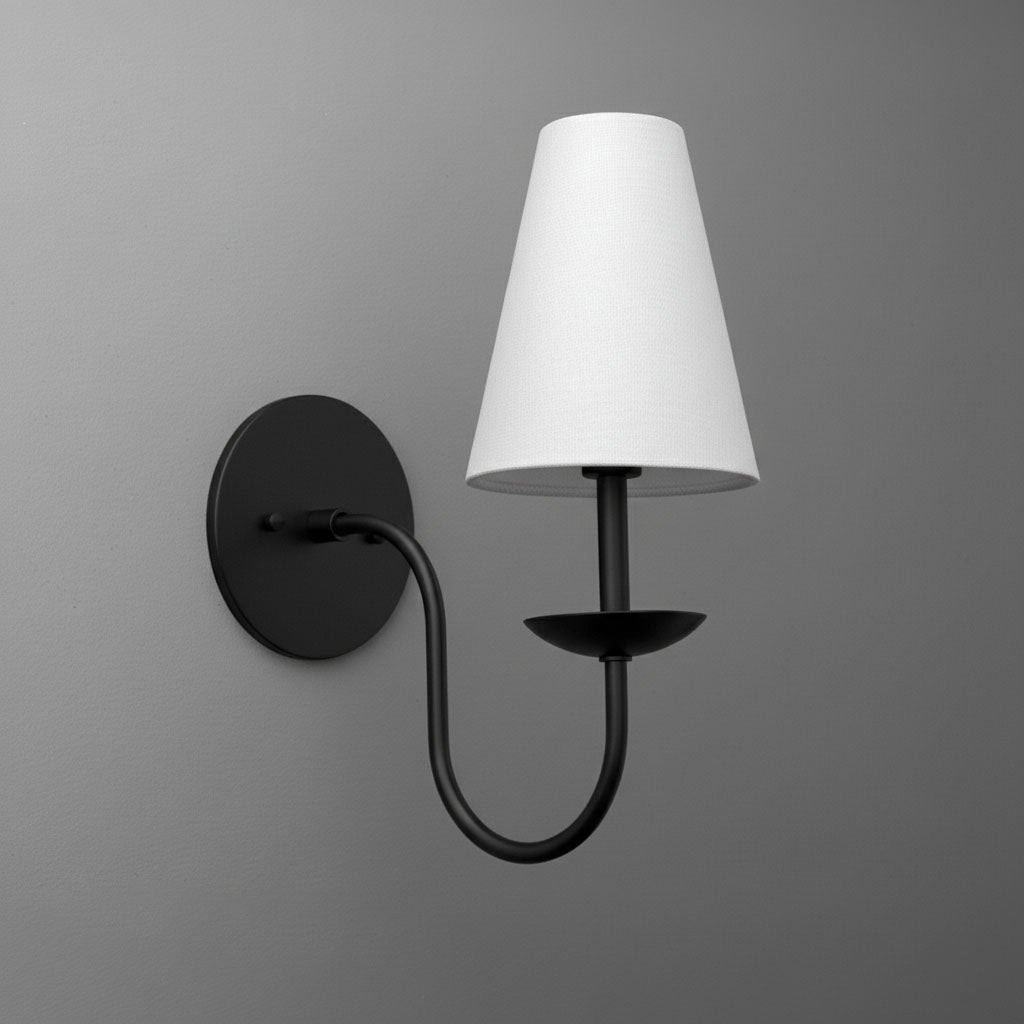 Curva Metalen Witte Linnen Wandlamp - Klassieke Messing Wandlamp voor Slaapkamers HL1760