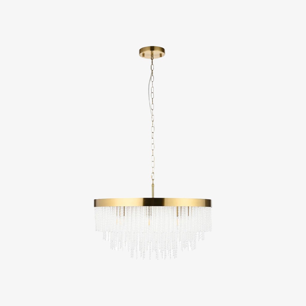 Cavara kroonluchter met meerdere lagen glazen stangen - messing hanglamp met meerdere lagen voor eetkamer en entree HL2077