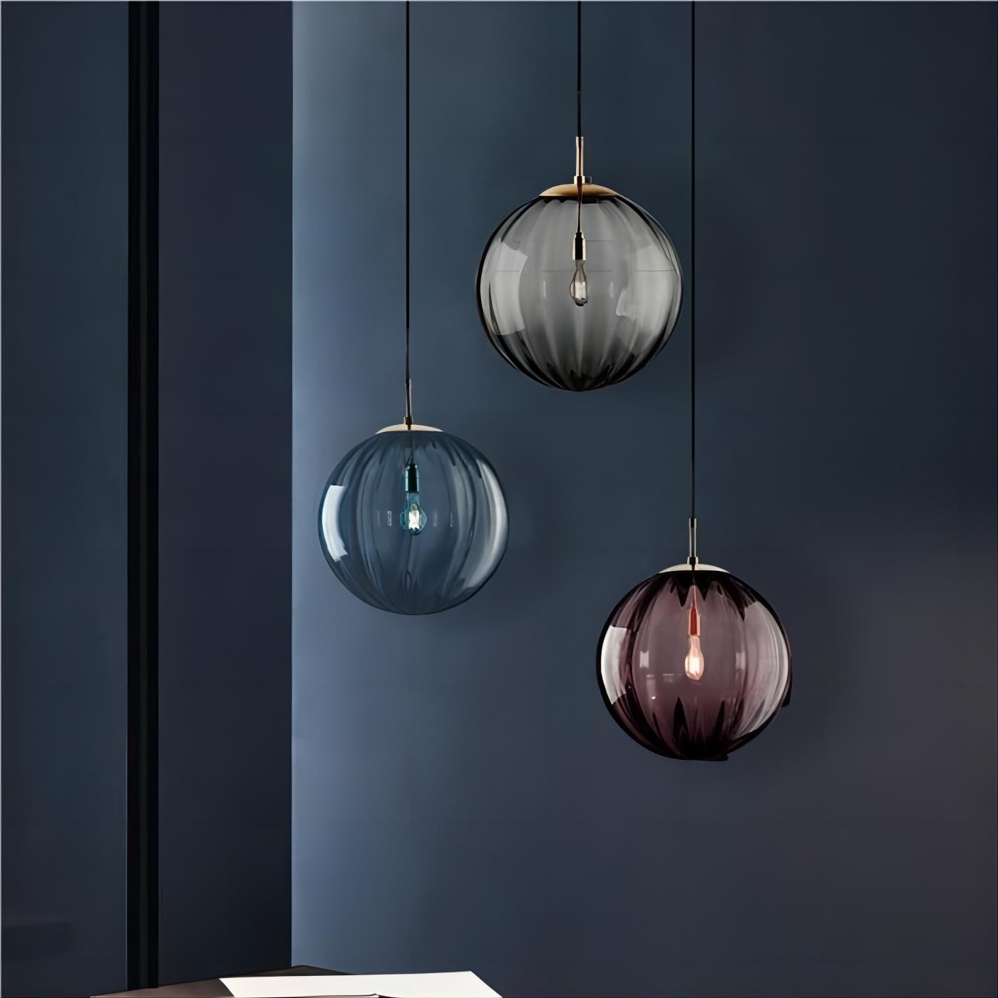 Glazen Bol Hanglamp Met Scandinavisch Waterpatroon HL260