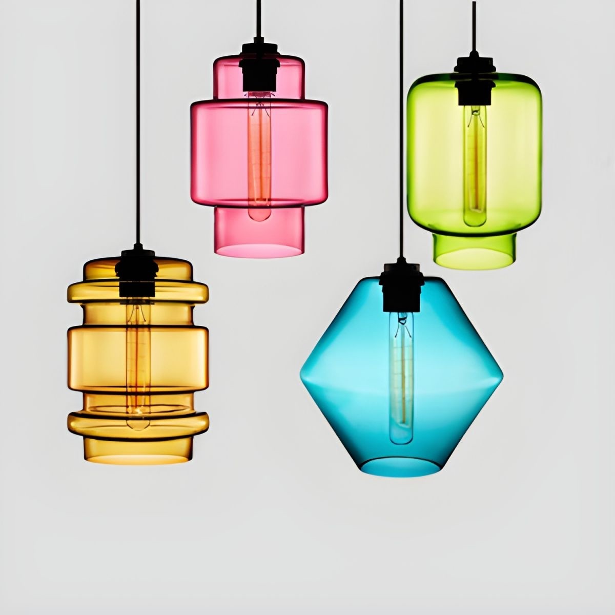 Hanglamp in de Crystalline-serie - Geblazen Glas Veelkleurige Glazen Hanglamp HL1056