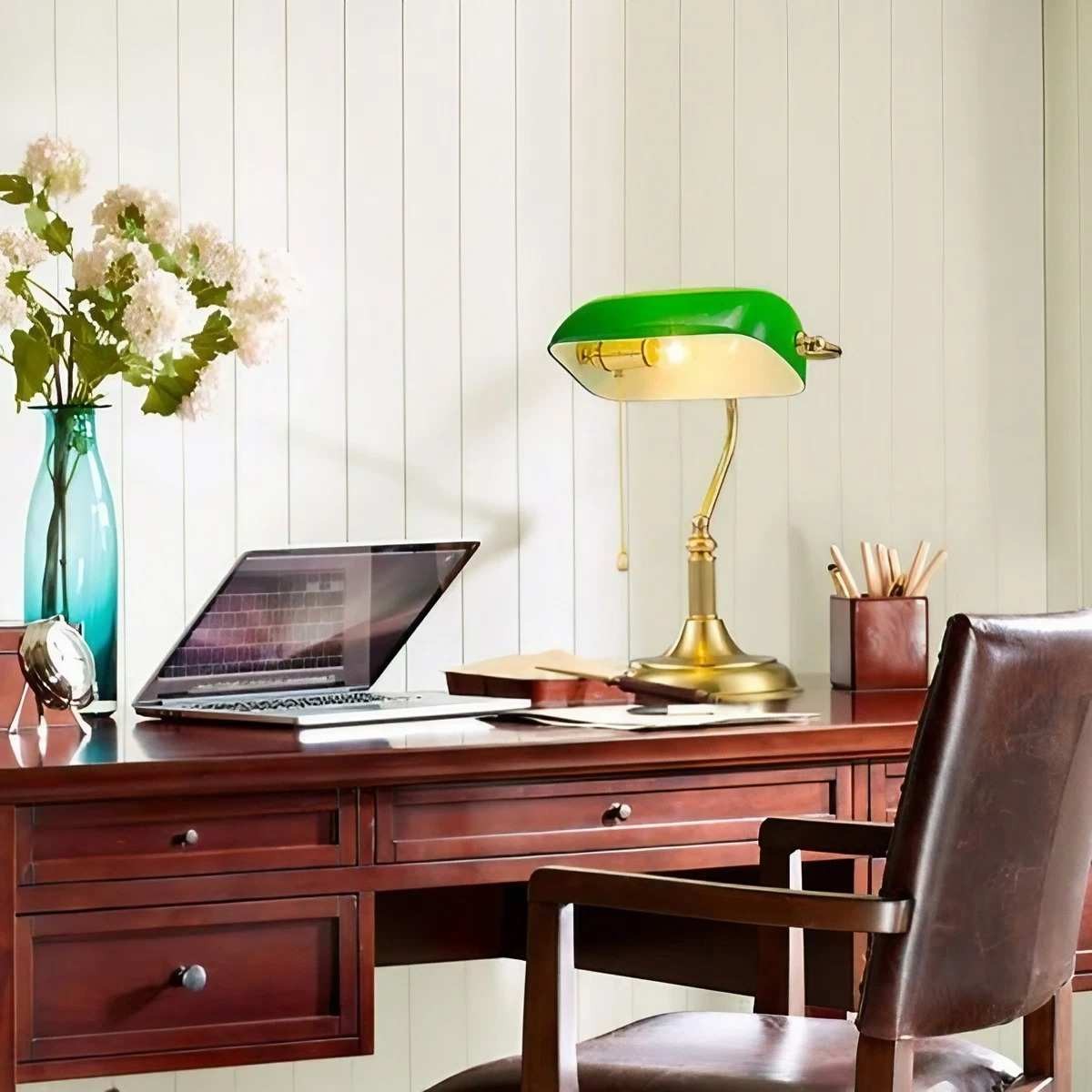 Vintage Groene Bankers Tafellamp