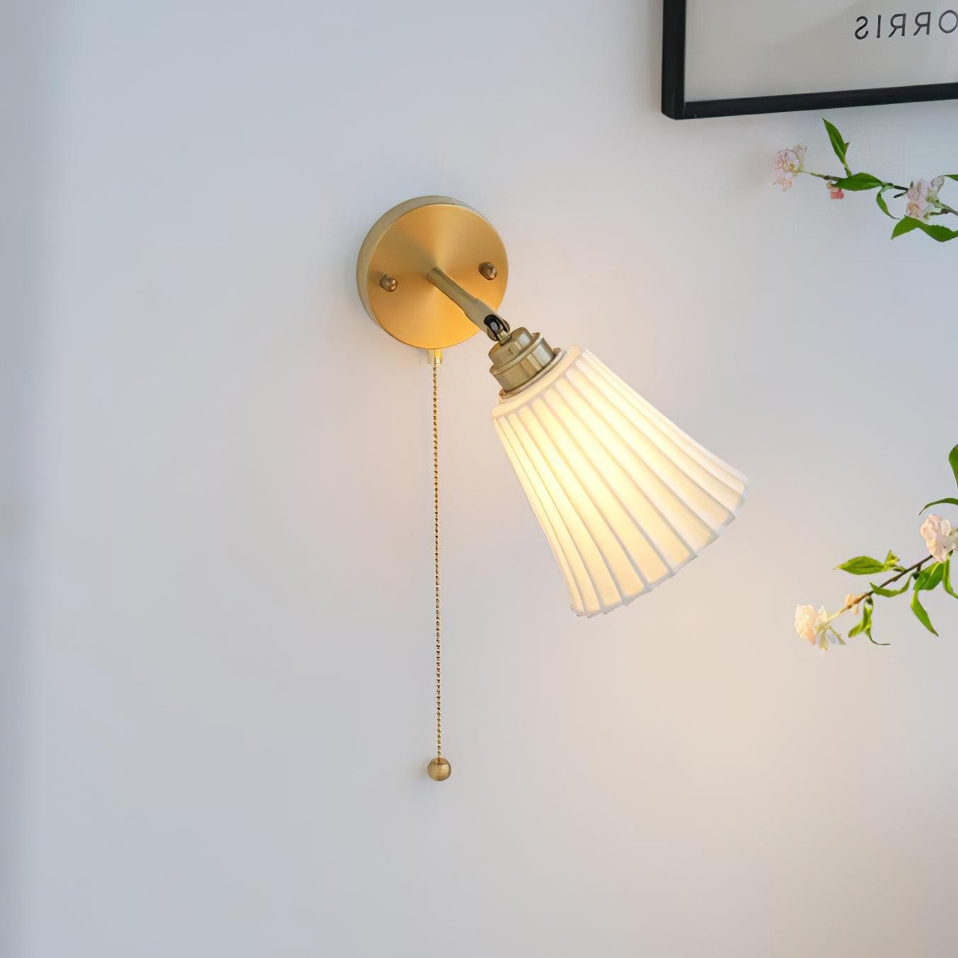 Moderne trekkoord metalen keramiek binnenwandlamp voor slaapkamer HL863