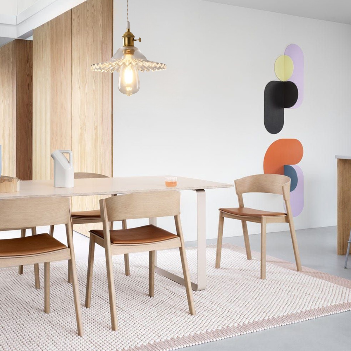 Nordic Bloemblaadje Geplooide Glazen Hanglamp HL286