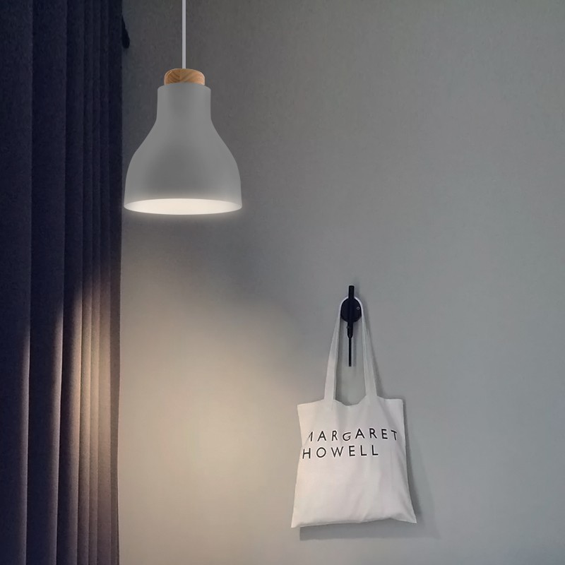 Nordic cilinder hanglamp met houten kop HL197