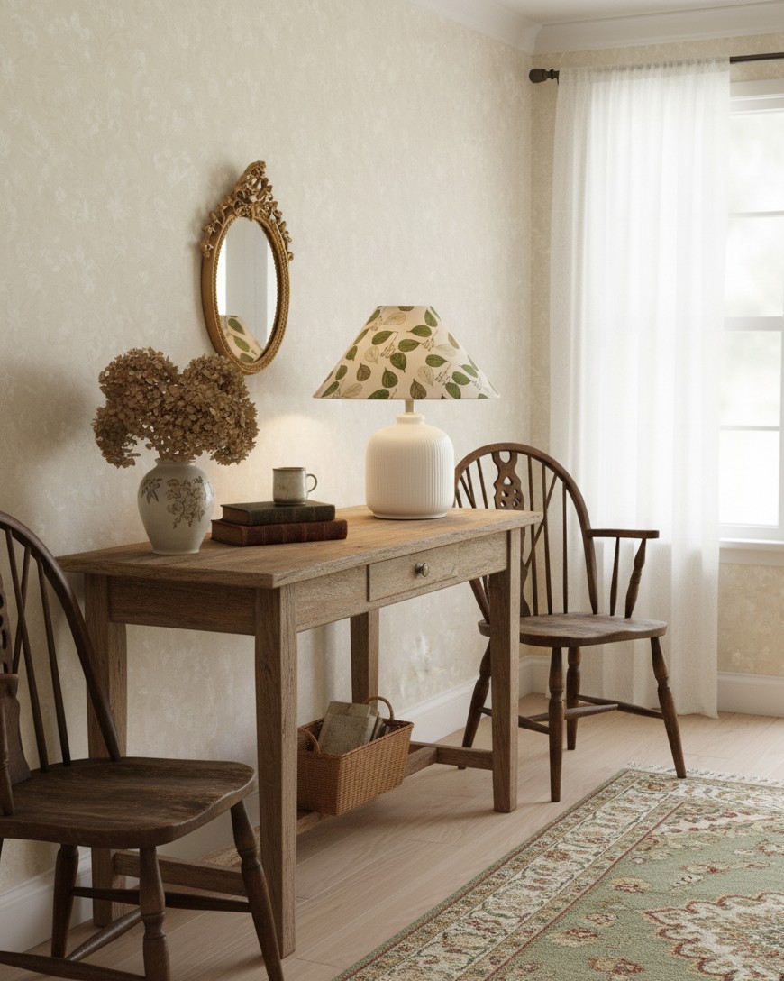 Tafellamp met groenblijvende bloemenprint HL2880
