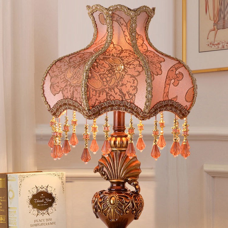 Traditionele Europese roze patroon lampenkap tafellamp HL873