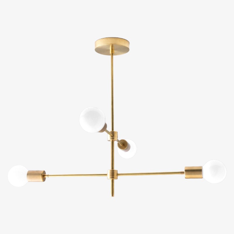 Mobilux Line zwarte en messing kroonluchter - moderne bolvormige plafondlamp HL1699