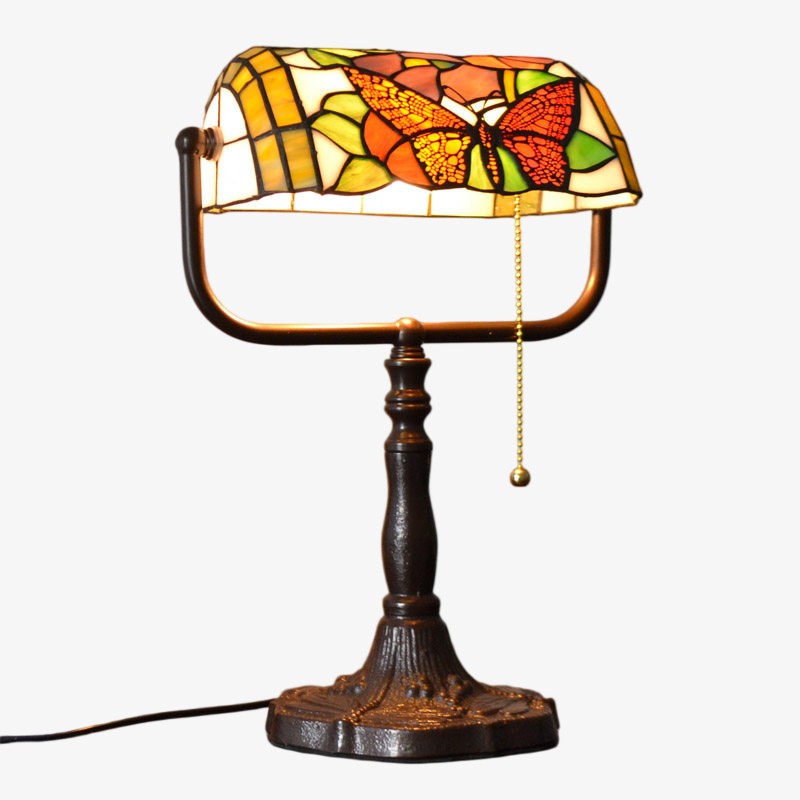 TF Tivanny Bureaulamp met bloemenmotief en glas-in-lood - Vintage tafellamp voor slaapkamer, studeerkamer of woonkamer HL3553