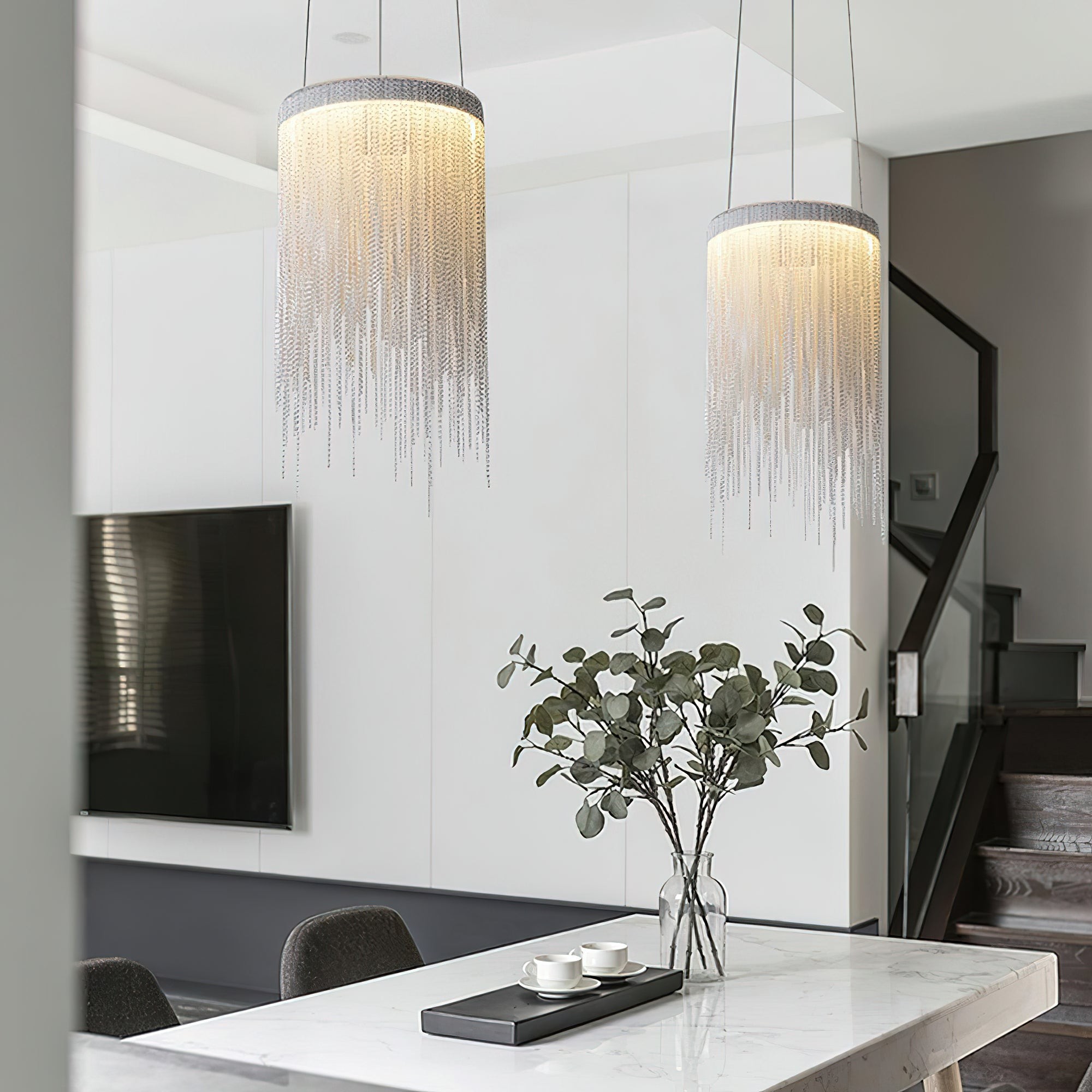 Hanglamp met aluminium ketting en kwastjes HL1181
