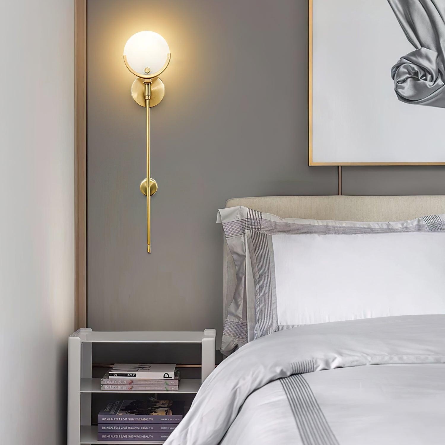 Metalen messing bolvormige slaapkamer wandlamp HL363