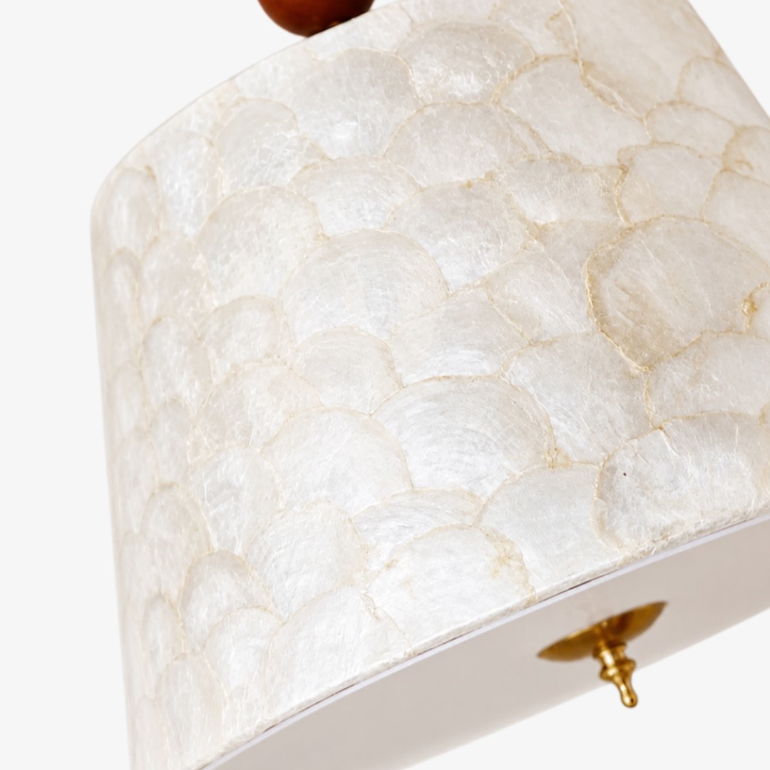 Lunavera Vintage Capiz schelp plafondlamp met houten accent voor slaapkamer en eetkamer HL3551