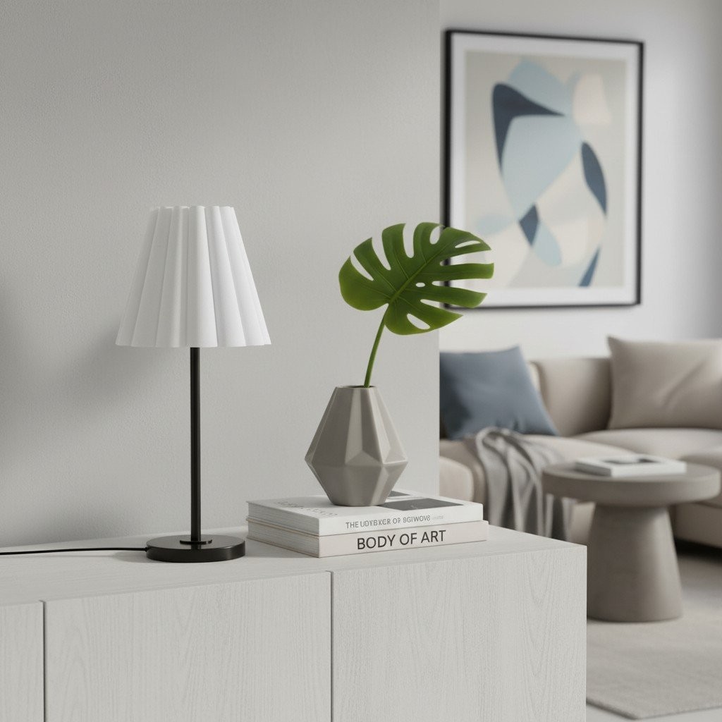 Ruffmeto Transitional Slim Tafellamp - Sculpturale kap voor de woonkamer of slaapkamer HL1851